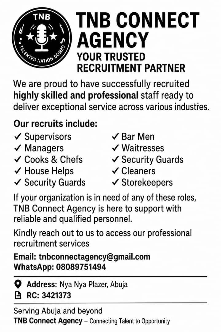 TNB Connect Agency flyer: your trusted recruitment partner, with the list of roles we recruit